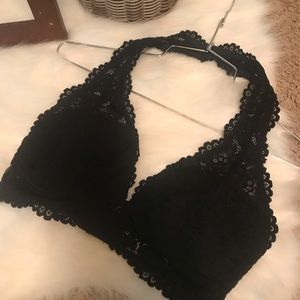 NWOT Black lace halter bralette